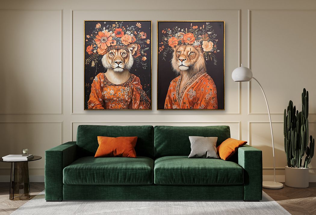 Картина "Лев II", 30% ручная работа, рама пластиковая, 60*80*3,5
