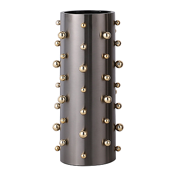 Ваза декоративная металлическая, цвет черно-золотой, 13*28 см