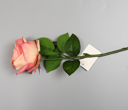 Цветок искусственный декоративный "Роза", H44*D10 см., желто-розовый