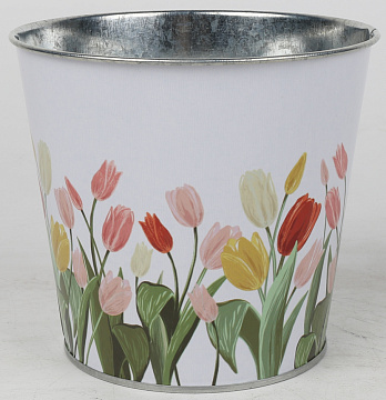 Декоративное кашпо "Тюльпаны в саду" D13,3XH11,5CM/B9.5, металл