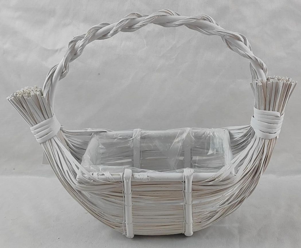 Корзина (плошка) плетеная (ива): 20X15XH10XHH30  B18X13  длина 34см, 1 шт., белый