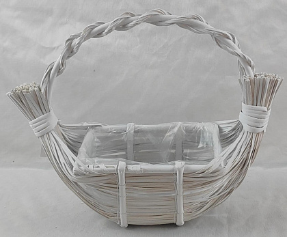 Корзина (плошка) плетеная (ива): 20X15XH10XHH30  B18X13  длина 34см, 1 шт., белый