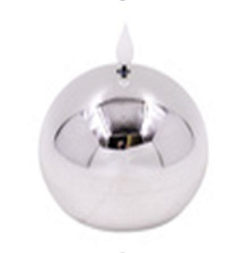 Светодиодная пластиковая свеча с эффектом мерцания , 10*10*8.5/11.5 см, глянцевое серебро