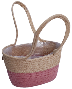 Корзина плетеная (эколоза): 23x13xH13XHH30XB18X9, 1 шт., св.розовый/выбеленный
