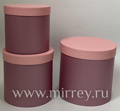 Набор коробок с крышкой, 19,5х19 см, 17,5х17 см, 15,5х15 см, 3 шт., сиреневый/розовый