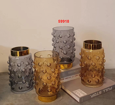 Ваза стеклянная D13 * H22, 1 шт., серый