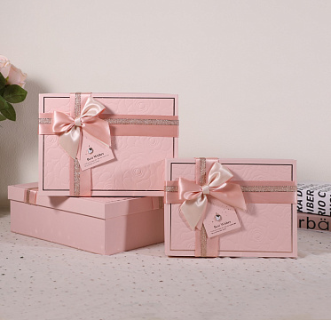 Набор коробок подарочных  29*21*9,5, 26*19*8, 23*17*6,5 см, 3 шт, светло-розовый