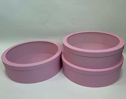 Набор коробок круглых  40x13,5 см, 38x12 см, 36x10,5 см, 3 шт., светло-розовый