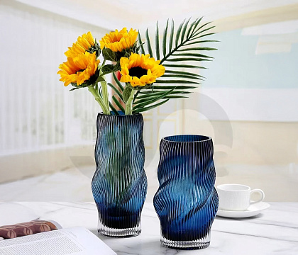 Ваза стеклянная D13 * H29, 1 шт., синий