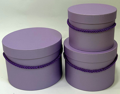 Набор коробок с ручкой 19,7x14,5 см, 17,2x13 см, 14,6x11,3 см, сиреневый