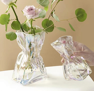 Ваза стеклянная D9 * H14.5,  1 шт., перламутровый