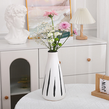 Ваза керамическая, цвет бело-черный, 12,5*25 см