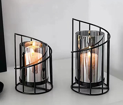 Подсвечник серия "Аэрис", цвет черный, 16 см