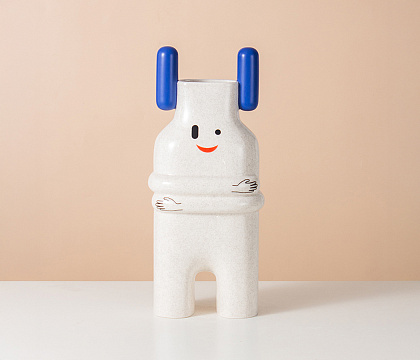 Керамическая декоративная ваза "Шагал", цвет белый, 19*12,5*44 см