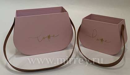 Набор коробок с кожаной ручкой "Дамское счастье", 24.2x10.1x17cm, 18.8x8.1x13.5cm, 2 шт, розовый