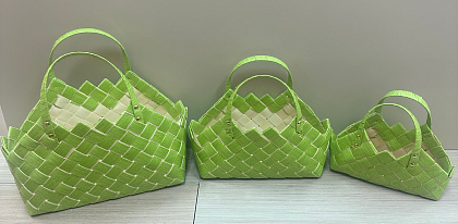 Набор корзин плетеных(секвойя): 38*24*24H 34HH, 33*16*18H 27HH, 27*13*14H 22HH, 3 шт, св.зеленый