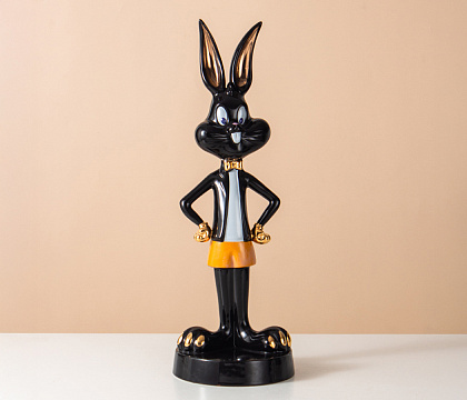 Статуэтка декоративная серия "Кролик", керамика, цвет черный, 17,5*17,5*49,5 см