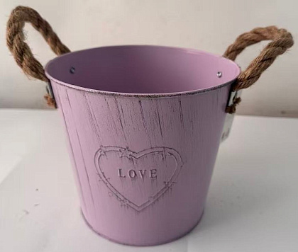 Кашпо металлическое 18*16*14 , 1 шт., св.розовый