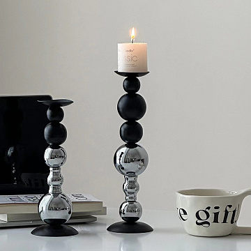 Подсвечник серия "Дуэт", цвет серебро/черный, 22 см