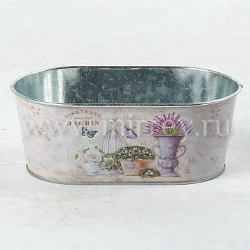 Декоративное овальное кашпо "Крылатый цветок" 17X10XH6.5 см. металл