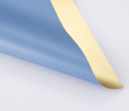 Упак. материал флористическая пленка с золотом, 70 мкр., 58 см х 10 м., голубой