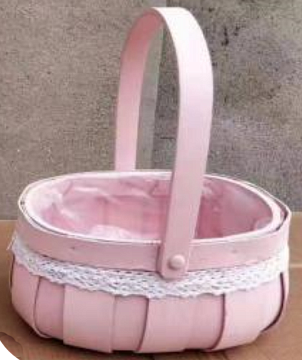 Корзина плетеная (секвойя): 21*16*26(10,5), 1 шт., св.-розовый