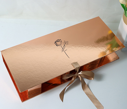 Коробка для цветов "LOVE" 45,6×19,5×6,8H см, 1 шт., розовое золото