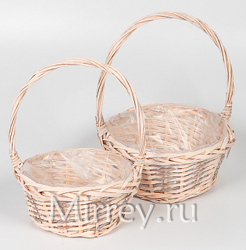 Набор плетеных корзин (ива), D30x13/35 см, D25x12/30 см, 2 шт., кремовый