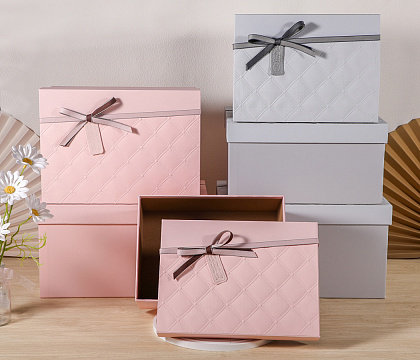 Набор коробок подарочных 32*23*18, 29*21*15, 26*19*12, 3 шт., св.серый