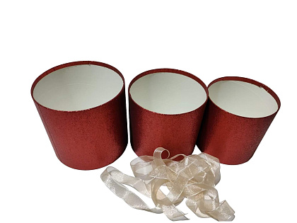 Набор коробок для цветов без крышки "Созвездие любви" 18*17, 15*14,5, 13*12 см, 3 шт., красный