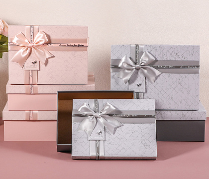 Набор коробок подарочных 22,5*16*9,5, 20*14*8, 17,5*12,5*6,5 см, 3 шт., св.серый