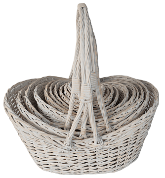 Набор корзин плетеных (ива):96x72xH26, 84x62xH26,75x57xH25,66x51xH23,58x44xH22,50x38xH19, 41x31xH18,35x26xH17,29x21xH15,24x17xH13, 10 шт., белый