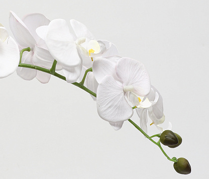 Цветок искусственный декоративный "Орхидея", 90 см., 8 соцветий, белый