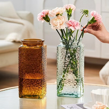 Ваза стеклянная 10*10*28 см, 1 шт., коричневый