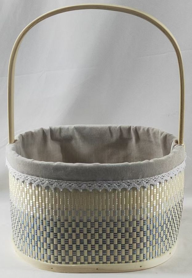 Корзина плетеная (ротанг), 27,5x21x18,5/41 см, 1 шт., св.-серый
