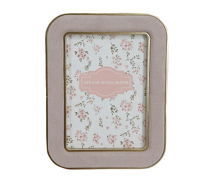 Фоторамка декоративная из МДФ с бархатной отделкой, цвет розовый, со стеклом, 13x18 cм