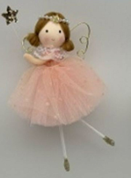 Новогоднее декоративное изделие подвеска "Фея", 14 см., розовый