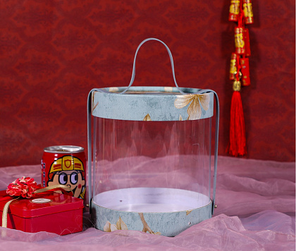 Коробка подарочная с прозрачным куполом 16,4*16,4*18,2,  голубой