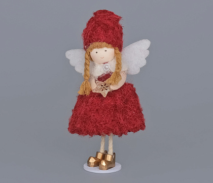 Новогоднее декоративное изделие "Фея", 19 см, бургунди