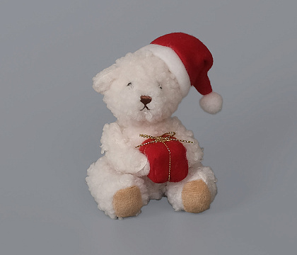 Новогоднее декоративное изделие "Мишка", 11 см, белый