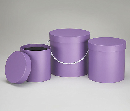 Набор коробок "Цилиндры Стандарт"  19x19Hсм, 17x17Hсм, 14x14,5Hсм, 3 шт., сиреневый