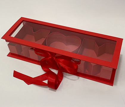 Коробка под цветы "Мама" 44,5x15,5x9,7см, 1 шт., красный