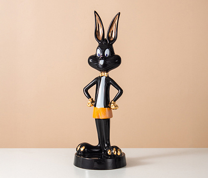 Статуэтка декоративная серия "Кролик", керамика, цвет черный, 17,5*17,5*49,5 см