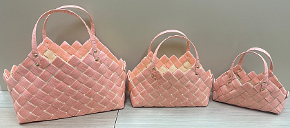 Набор корзин плетеных (секвойя): 38*24*24H 34HH, 33*16*18H 27HH, 27*13*14H 22HH, 3 шт., св.-розовый