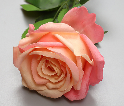 Цветок искусственный декоративный "Роза", H44*D10 см., желто-розовый