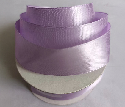 Лента атласная, на картонн.катушке, односторонняя, 25 мм х 100 ярд, светлая орхидея (5 шт)