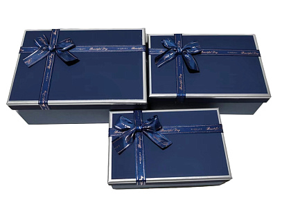 Набор коробок для подарков 23*16*9,5, 21*14*8, 19*12*6,5 см, 3 шт., синий
