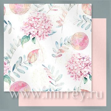 Дизайнерская бумага "Flowers", 53см х 53см, 100г/м2,  10 листов /упак, персиковый