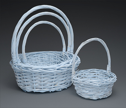 Н-р корзин плетеных(ива): 38*38*15H*40HH, 32*32*13H*35HH, 26*26*11H*30HH, 20*20*9H*26HH, 4 шт, белый