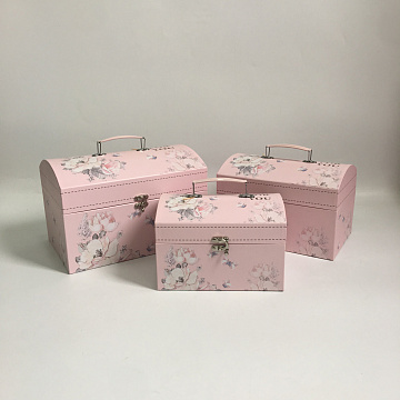 Набор коробок-сундучков "Мелодия цветов" 30x20x20, 26x17,5x17,5, 22x15x15 см , 3 шт., св.розовый